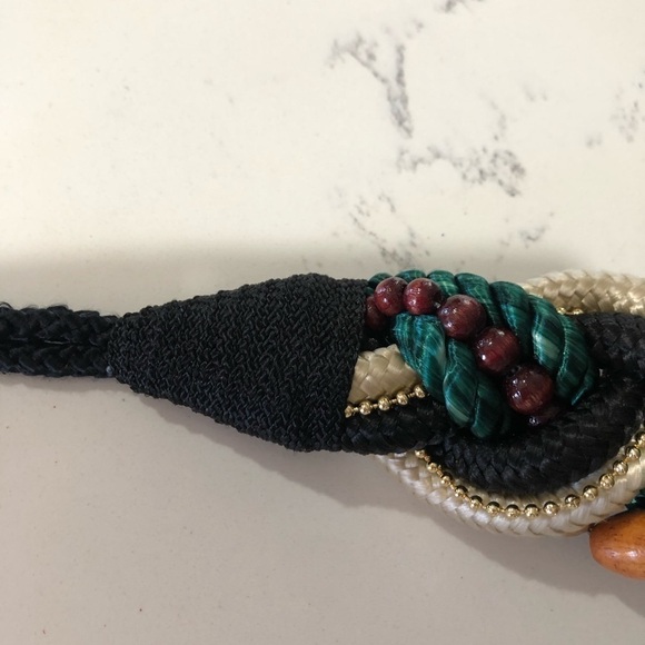 Twist Rope Lace Bead Ribbon Tie Belt Multicolor - Picture 4 of 10